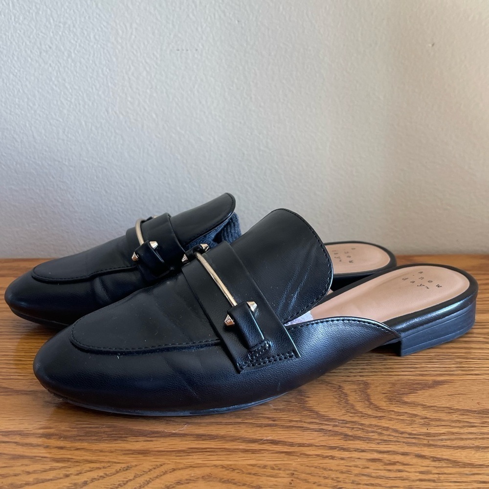 A New Day Black Slip-On Loafers with Gold Accent Size 7.5 - Picture 3 of 4